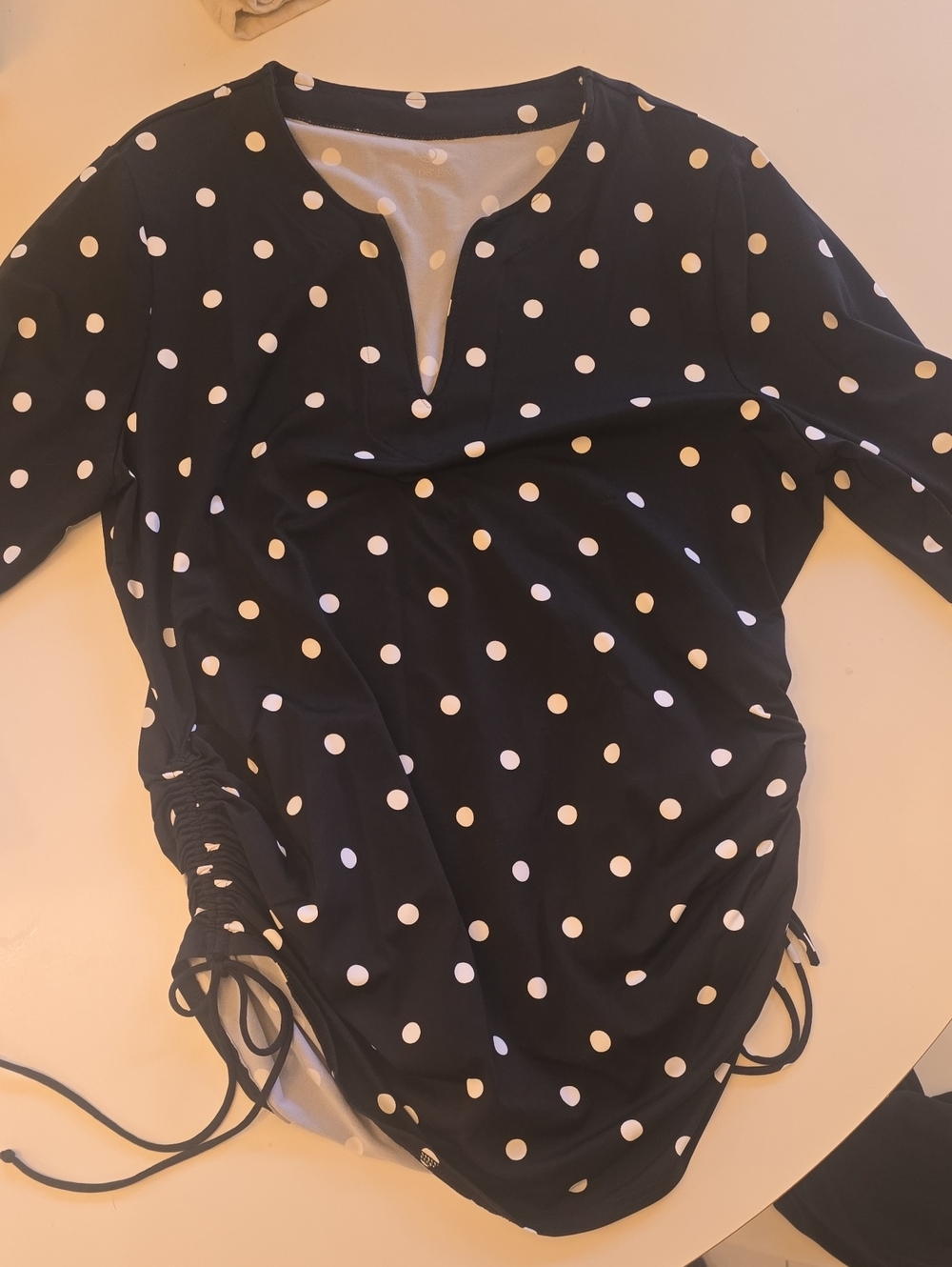 Lands' End Black & White Polka Dot Women's Top
